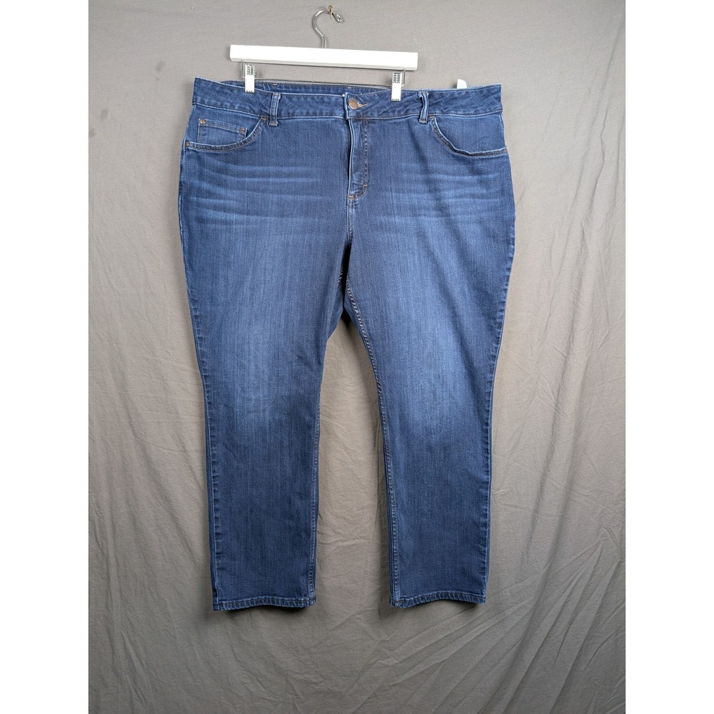 Lee Womens Regular Fit Straight Leg Mid Rise‎ Blue Denim Jeans 26WM